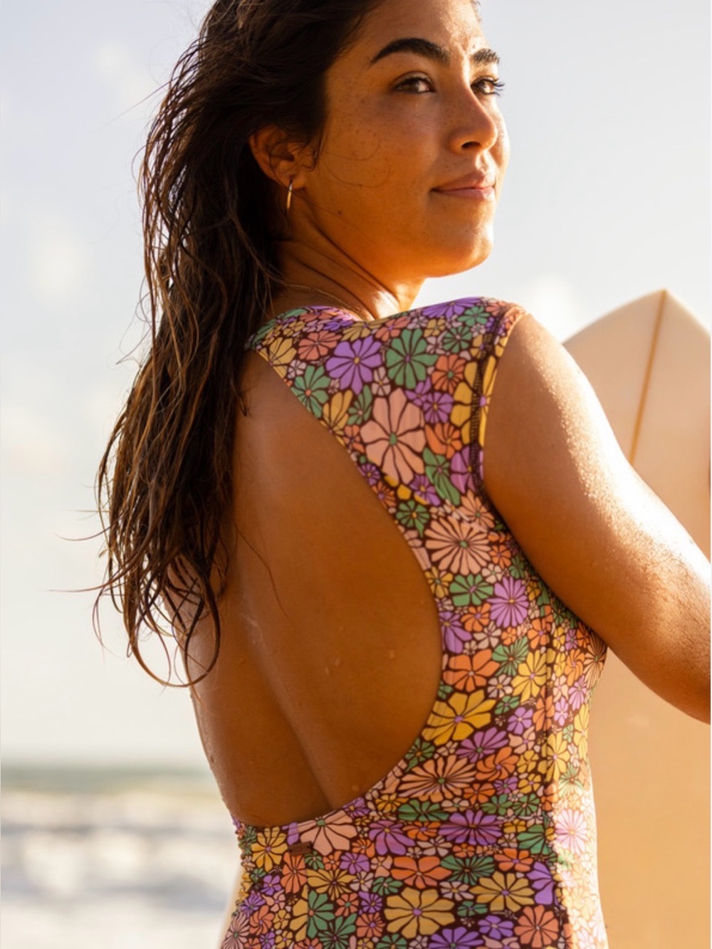 NEW Roxy XL All About Sol Short Sleeve 1-Piece Swimsuit UPF50 & Quick Dry Fabric - Picture 2 of 7